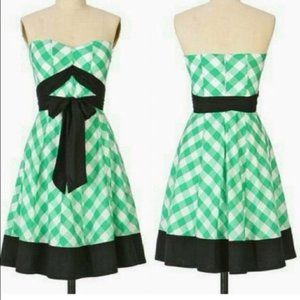 Anthropologie Odille Orchard Green Gingham Dress